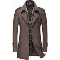 Winter Woolen Coats Fashion Thicken Mid Length Trench Solid Turn Down Collar Warm Outerwear Business Casual Wool191