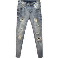 Clothing Fashion Pants Ripped Trousers Jeans Elastic Slim Fit Nine Point Pants