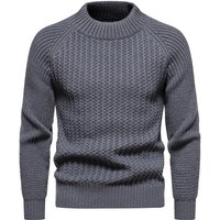 Men’s autumn and winter new knitted sweater, fashionable and warm, solid round neck pullover, slim fit sweater