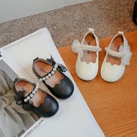 Sweet Bow Princess Pearl Small Leather Soft Sole 2024 Spring Shoes