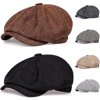 Octagonal spring summer thin linen breathable duckbill beret painter hat