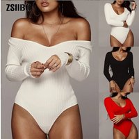 Clothing V neck Long sleeved Pit Strip Jumpsuit Casual Tight Autumn Winter