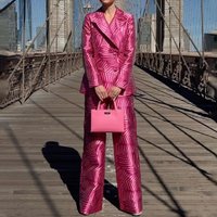 Clothing Temperament Fashion High end Lapel Straight Pants Suit Two piece Set