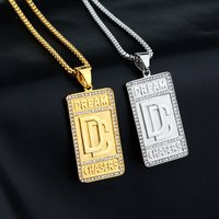 Men‘s Jewelry’ DC Square Diamond Pendant, Street Retro Trend, Versatile Hip Hop Pendant Necklace