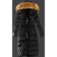 Clothing Stand Collar Hooded Fur Large Fur Collar Slim Fit Waist Patch Pockets Straight Hem Cotton Coat