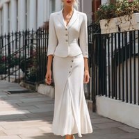 2025 European And American Women's Fashion Autumn Winter Solid Color Single-Breasted Three-Quarter Sleeve Blazer Long