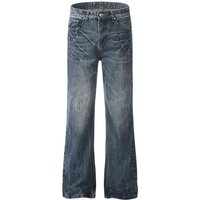 Vaqueros acampanados vintage para hombre: pantalones anchos de mezclilla desgastada estilo punk para un estilo casual y hippie (azul/negro, tallas