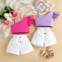 Baby Clothing Children’s clothing small children and girls summer oblique shoulder halter top + casual shorts two sets of fashion