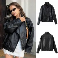  Stand Collar Leather Jacket – Stylish Long Sleeve Outerwear Fashion Slim Fit Casual & Office Wear Jackets