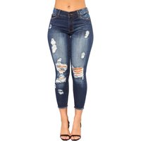 Clothing Summer High Elasticity Nine Points Ripped Small Feet Tight Butt Lifting Fashion Jeans
