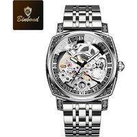Men's Automatic Mechanical Watch With Luminous Skeleton Dial, Genuine Leather Strap, And 50M Water Resistance For Business & Casual Wear