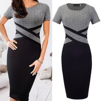 Women's Clothing Fashion Business Wear Hip-covering Skirt Striped Short-sleeved Slim Dress