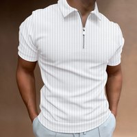 European American spring summer zipper striped polo shirt