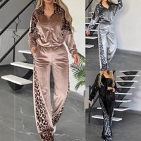 Trendy Leopard Print Contrast Color Long Sleeve Lounge Set - Comfortable & Stylish Homewear For Women (S-XXXL)