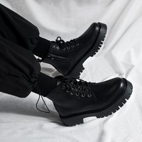 Chef Men’s Shoes Spring Non-slip Waterproof Kitchen High-top Leather Boots Black Casual Leather Shoes Spring Sports Martin Trendy Shoes