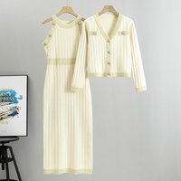 High grade Knit Suit Slim Coat Slip Skirt Two piece Set
