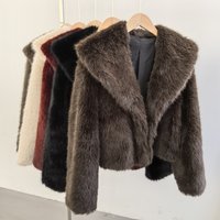 Women's Clothing Luxury Faux Fox Fur Coat Women's Short Jacket Winter Fashion Faux Fur Coat With Leather Trim, Customizable Colors & Sizes