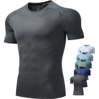 Clothing Quick Drying Short Sleeved Sports T Shirt Round Neck Elastic Running Clothes Muscle Fitness Training Clothing