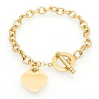 Jewelry Fashion Love Stainless Steel Bracelet Peach Heart Shaped Letter Rose Gold Bracelet T Shaped Titanium Steel Bracelet