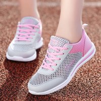 Summer Breathable Hollowed Out Sports Running Korean Version Flat Bottomed Casual Low Top Mesh Shoes, Women's Shoes 4F9