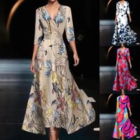 Clothing Temperament Three Quarter Sleeve Long Dress