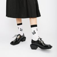 Loafers Small Leather For Women With Metal Decoration, Lace-Up Retro 2022 Early Spring Square Toe Chunky Heel Single