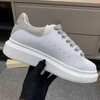 High Version White Block Cowhide Versatile Thick Soled Height Increasing All Sneakers