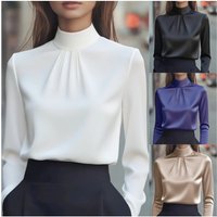  Elegant Long Sleeve Blouse – Solid Office Shirt 
