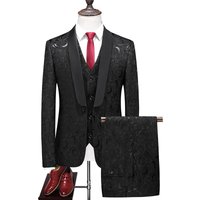 CT Year Round Slim Fit Wedding Casual Suit Three Piece Set Tuxedo Jacket Stand