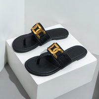 Genuine leather flip-flops sandals and slippers flat-bottomed outer wear beach casual non-slip women's shoes size 23 summer new flip flops large size