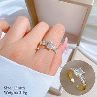 Gold Color Green Stone Zircon Chain Rings For Women’s Adjustable Jewelry Finger Gold Plated No-Fading Birthday Gift