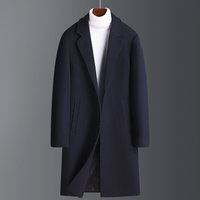  Wool Blend Overcoat Slim Fit Long Coat Fleece Lining Winter Casual Business Style 