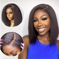 Transparent Lace Frontal Wig Human Hair Lace Frontal Wig 14 Inch Kinky Straight Lace Front Human Hair Wigs Wome Human Hair
