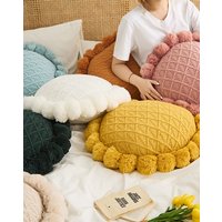 Instagram popular circular wool ball knitted pillow car sofa office chair cushion solid pillow home decoration