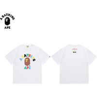 A BATHING APE BAPE-Ape Head Colored Letter Printed Short Sleeve T-shirt Japanese Trendy Brand Pure Cotton Fabric