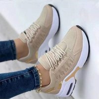 Large Shoes Style Flying Woven Wedge Heel Round Toe Lace up Mesh Sports Shoes