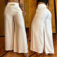 Solid Wide Leg High Waist Pants Loose Thin Bell Bottoms