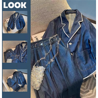 Clothing High End Fashion Denim Suit Spring Autumn Style Casual Wide Leg Pants Autumn Outfit Complete Set
