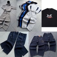 Retro High Street Trendy Hip Hop Suit Patchwork Embroidered Sweatshirt Sweatpants European American Style Mertra Cross Border