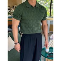 Men's Clothing Summer new knitted Polo shirt men's short sleeved casual half sleeved lapel T shirt ins high end slim fit top
