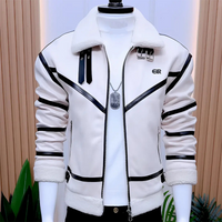 Men's Clothing Winter Jacket Deerskin Plus Velvet Thick Warm Lapel Slim Short Casual Top Coat