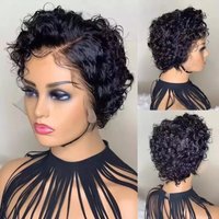 Women’s Black Small Curly Wig Hair Short Headgear Wig Female High Temperature Silk Chemical Fiber Headgear