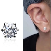 Six-Prong Moissanite Non-Removable Bone Stud Zircon Fine Needle Titanium Steel Hypoallergenic Screw Earrings Small Ear