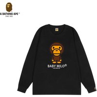 Bathing APE BAPE BAPE Cartoon Ape man Pattern Printed Pure Cotton Round Neck Long sleeved Shirt