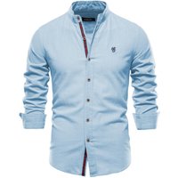 Camisas ajustadas de primavera y verano para hombre, camisas de manga larga de Color sólido, informales, de lino y algodón, estilo japonés, para