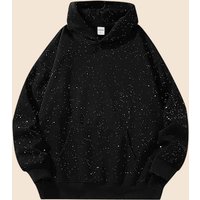Stylish Unisex Cotton Hoodie With Starry Print - Loose Fit Casual Pullover For Men & Women (Black, M-XXL)