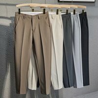 Men's Clothing Large Size Handsome Skinny Nine Point Suit Pants For Boys Spring And Autumn Casual Brown Elastic Korean Style Straight Trousers