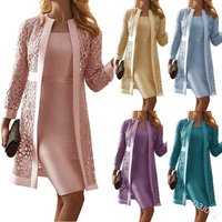 Clothing Prom & Evening Dresses Spring Summer Stock Lace Cardigan Dress Two Piece Jacket
