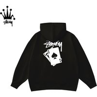 STUSSY Poker Pattern Printed Hoodie Made Pure Cotton Fabric