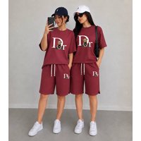 Casual Sports Style Two piece Set Short Sleeved Top Comfortable Shorts Set